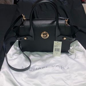 Michael Kors (Carmen) black small flap satchel